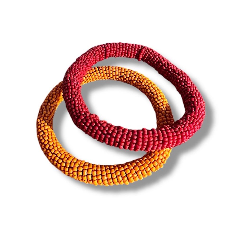 2 beaded bracelets in Orange and Tangerine